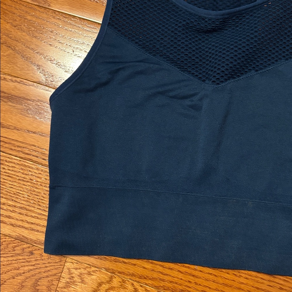 JoyLab High Neck Sports Bra Medium Teal Blue Green Stretch Longline Medium - Picture 4 of 10